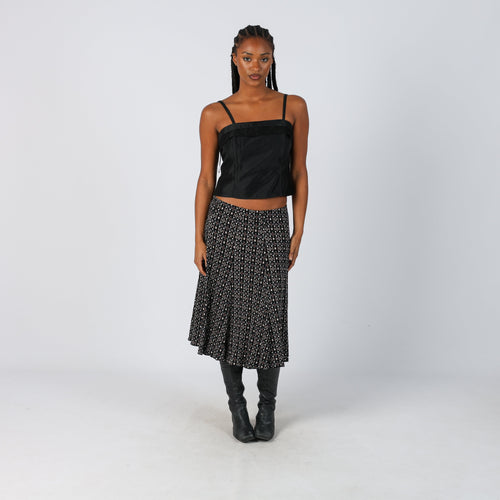 Black Y2K Woven Midi Skirt (XS)