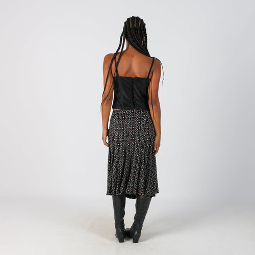 Black Y2K Woven Midi Skirt (XS)
