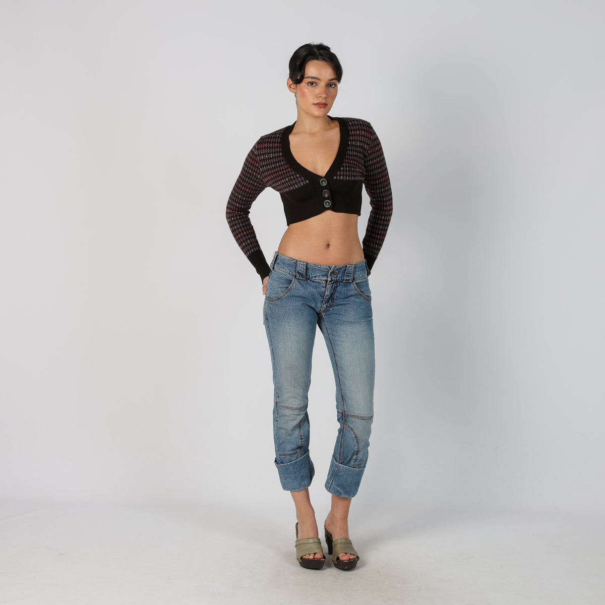 Light Blue Y2K 3/4 Jeans (S)