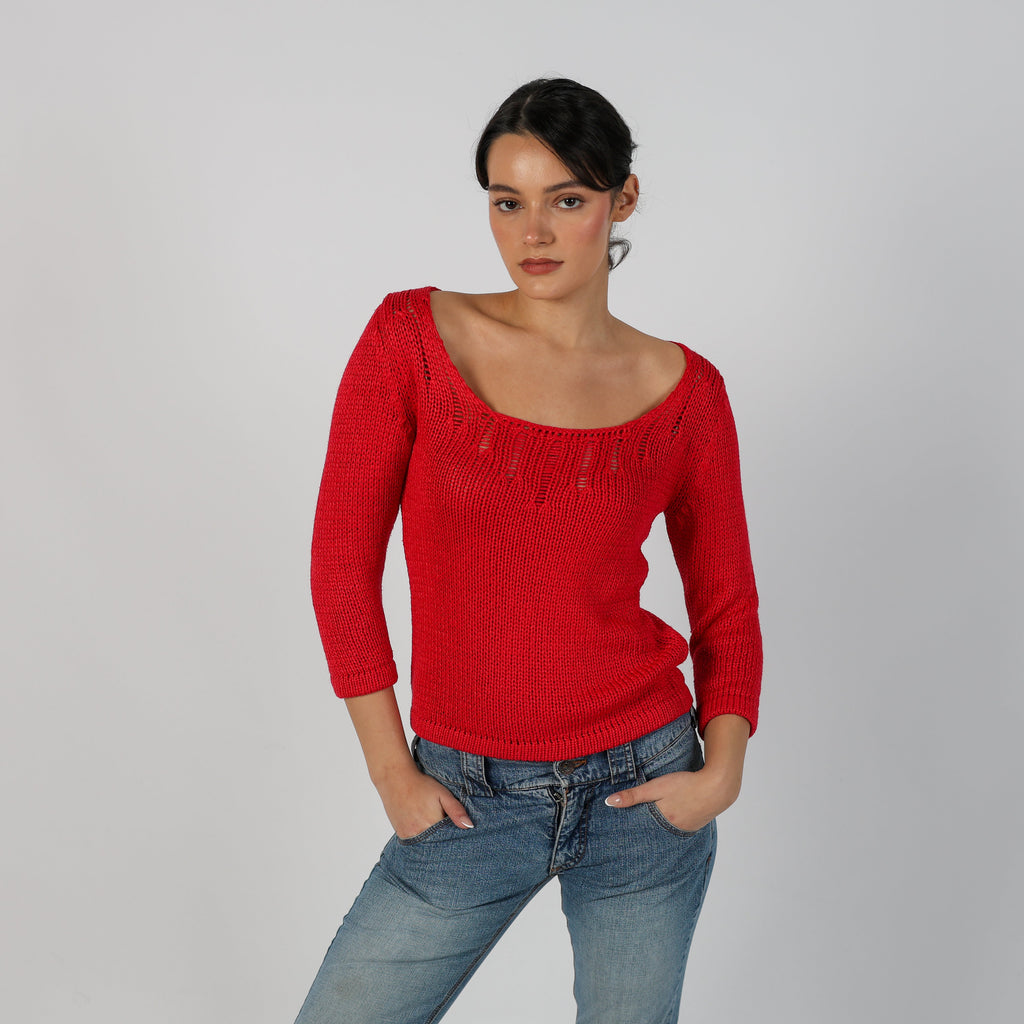 Red Y2K Made in Italy Knitted Jumper (S)