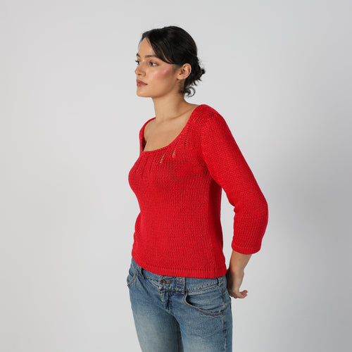 Red Y2K Made in Italy Knitted Jumper (S)