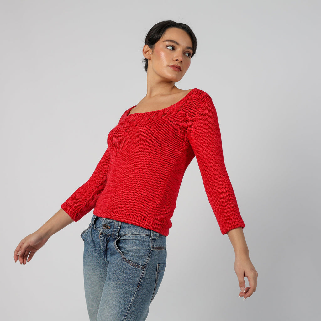 Red Y2K Made in Italy Knitted Jumper (S)