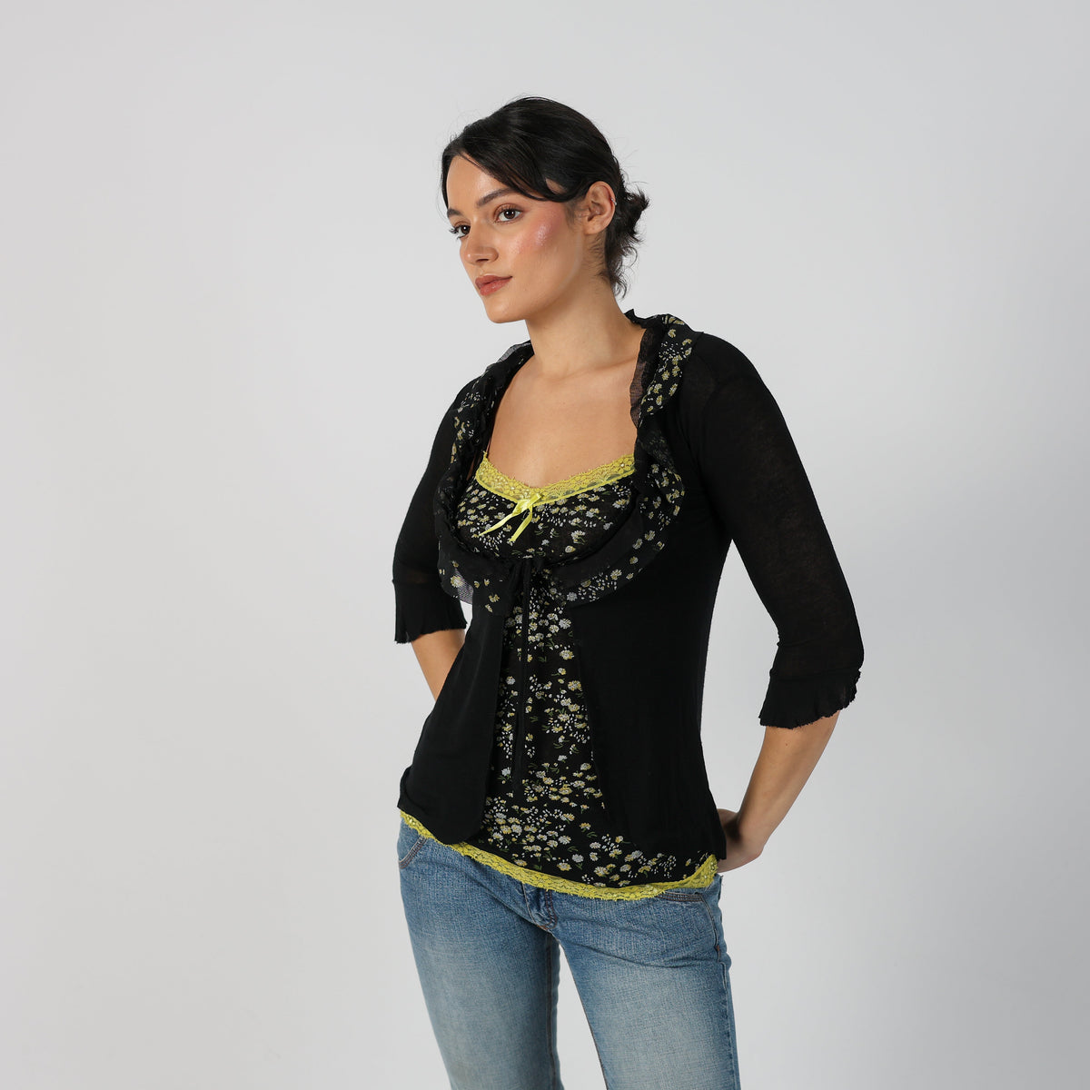 Black Y2K Long Sleeve Top (S)