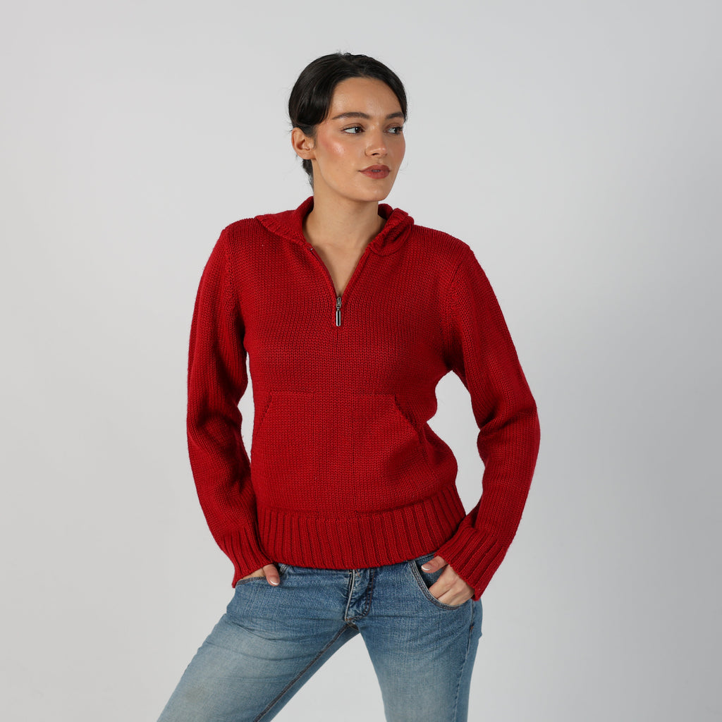 Red Y2K Wool Zone Knitted Jumper (S)