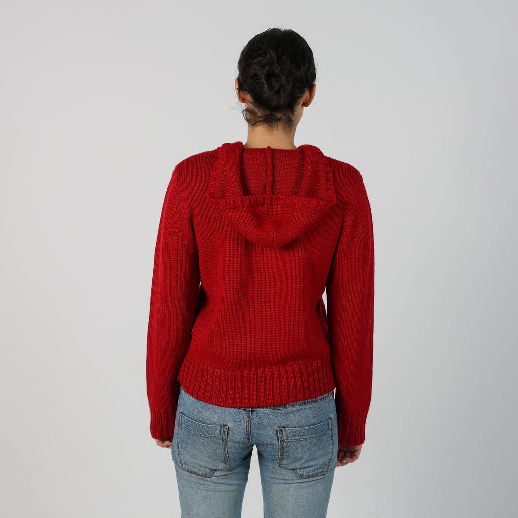 Red Y2K Wool Zone Knitted Jumper (S)
