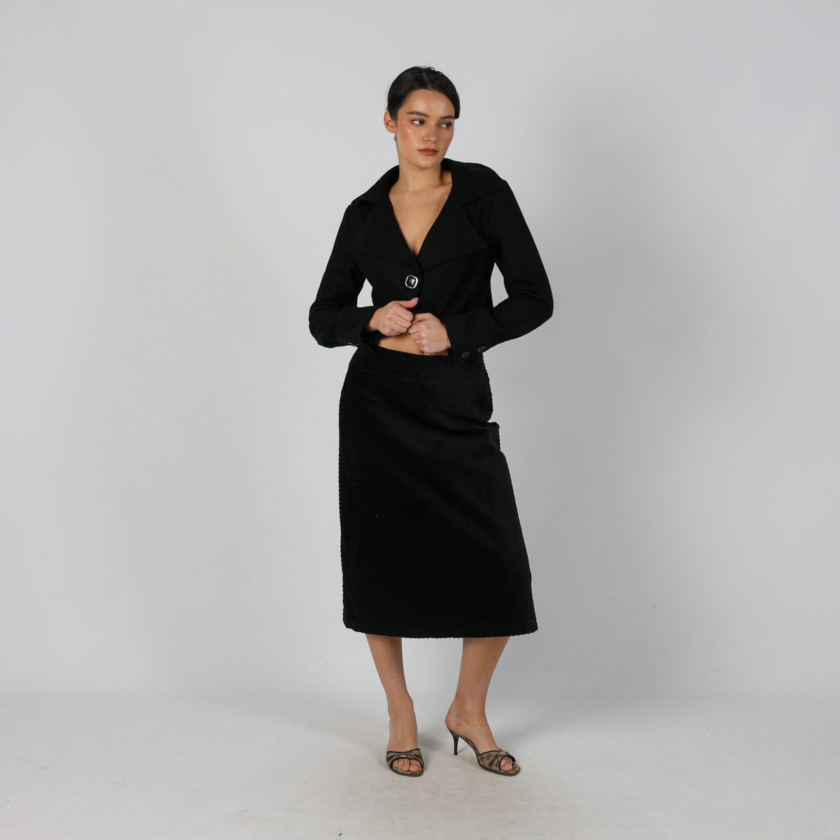 Black Y2K and Cord Skirt (S)