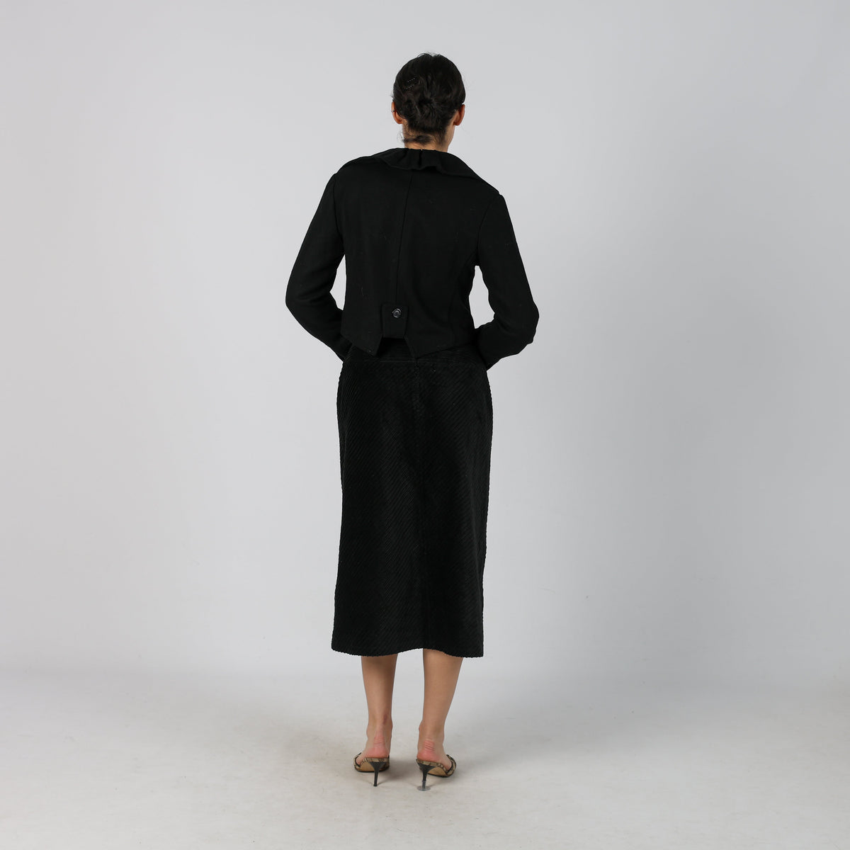 Black Y2K and Cord Skirt (S)