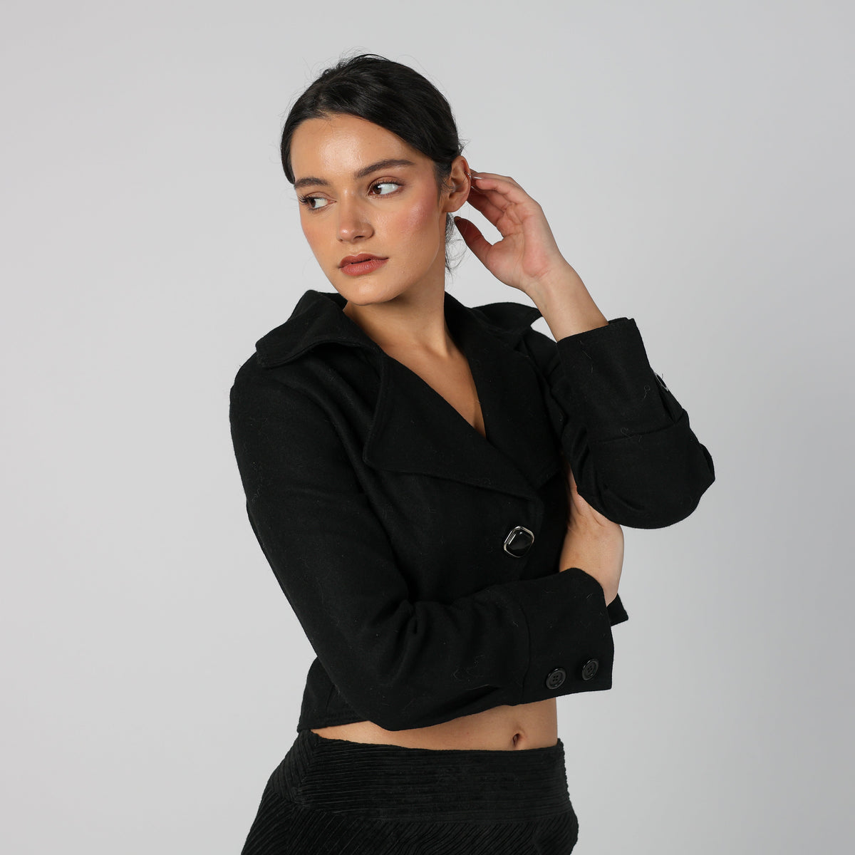 Black Y2K Made in Italy Pea Coat (S)