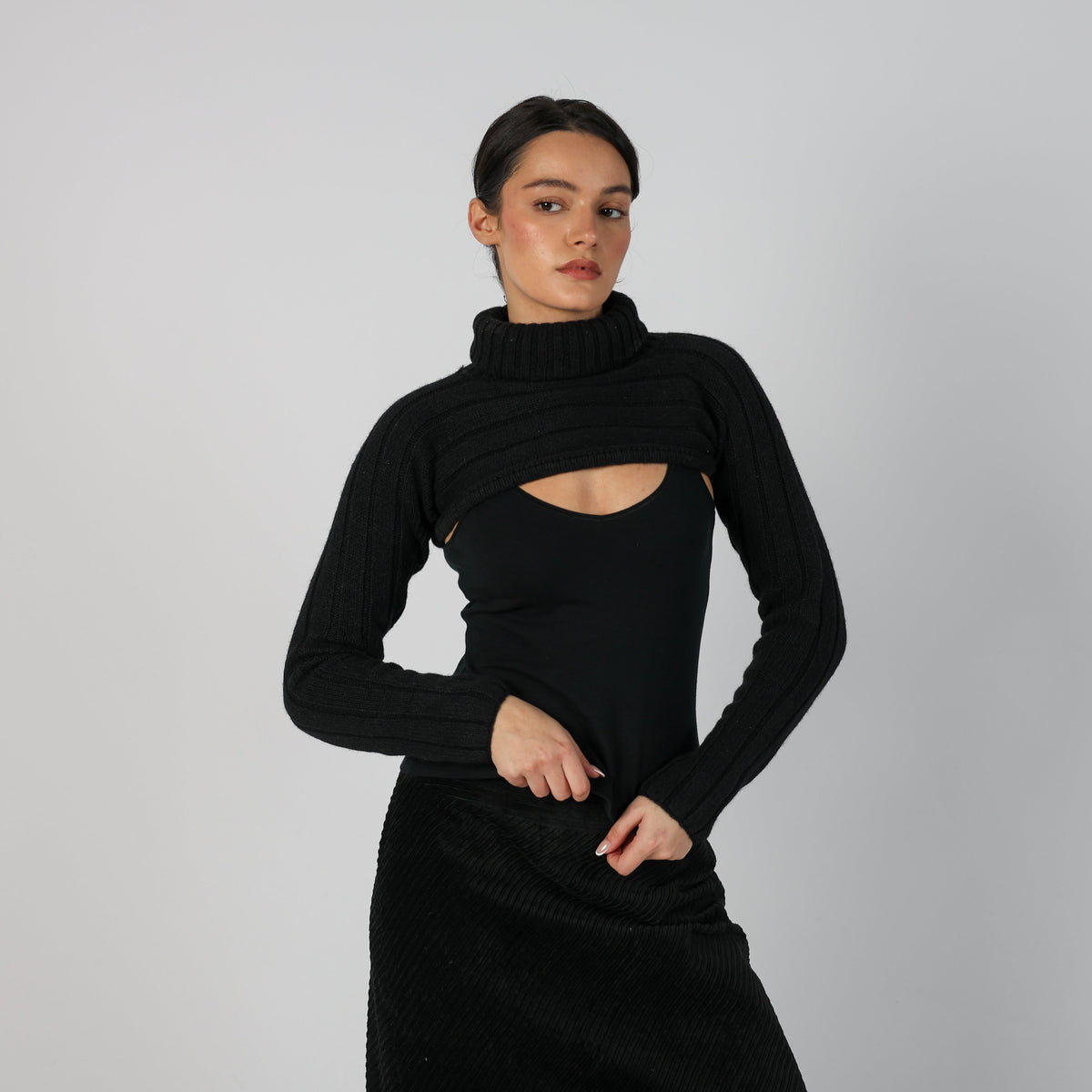 Black Y2K Knitted Top (S)