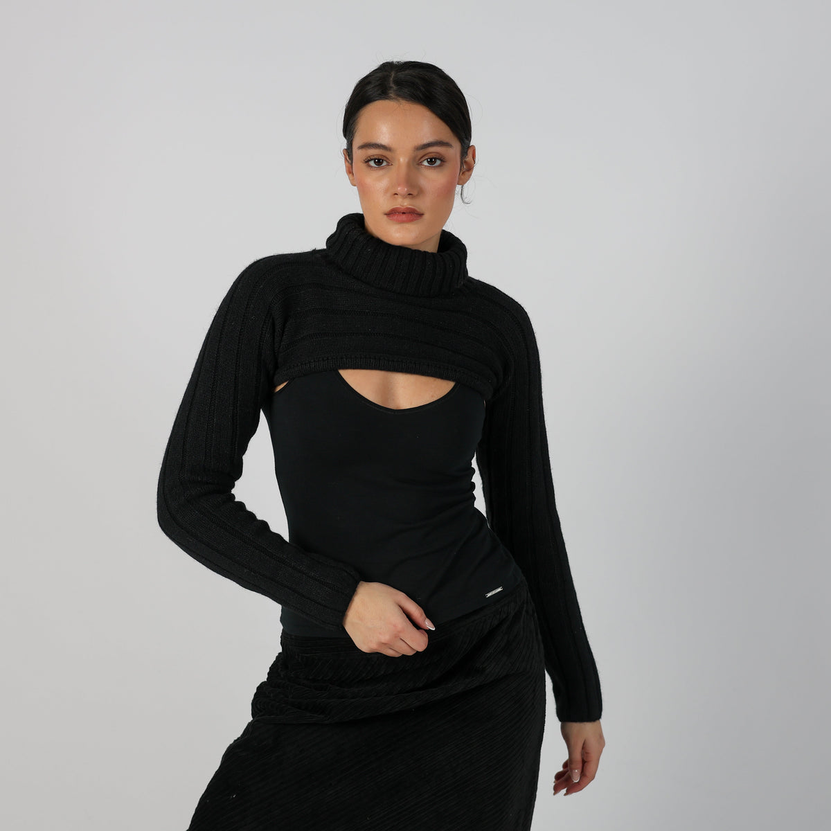 Black Y2K Knitted Top (S)