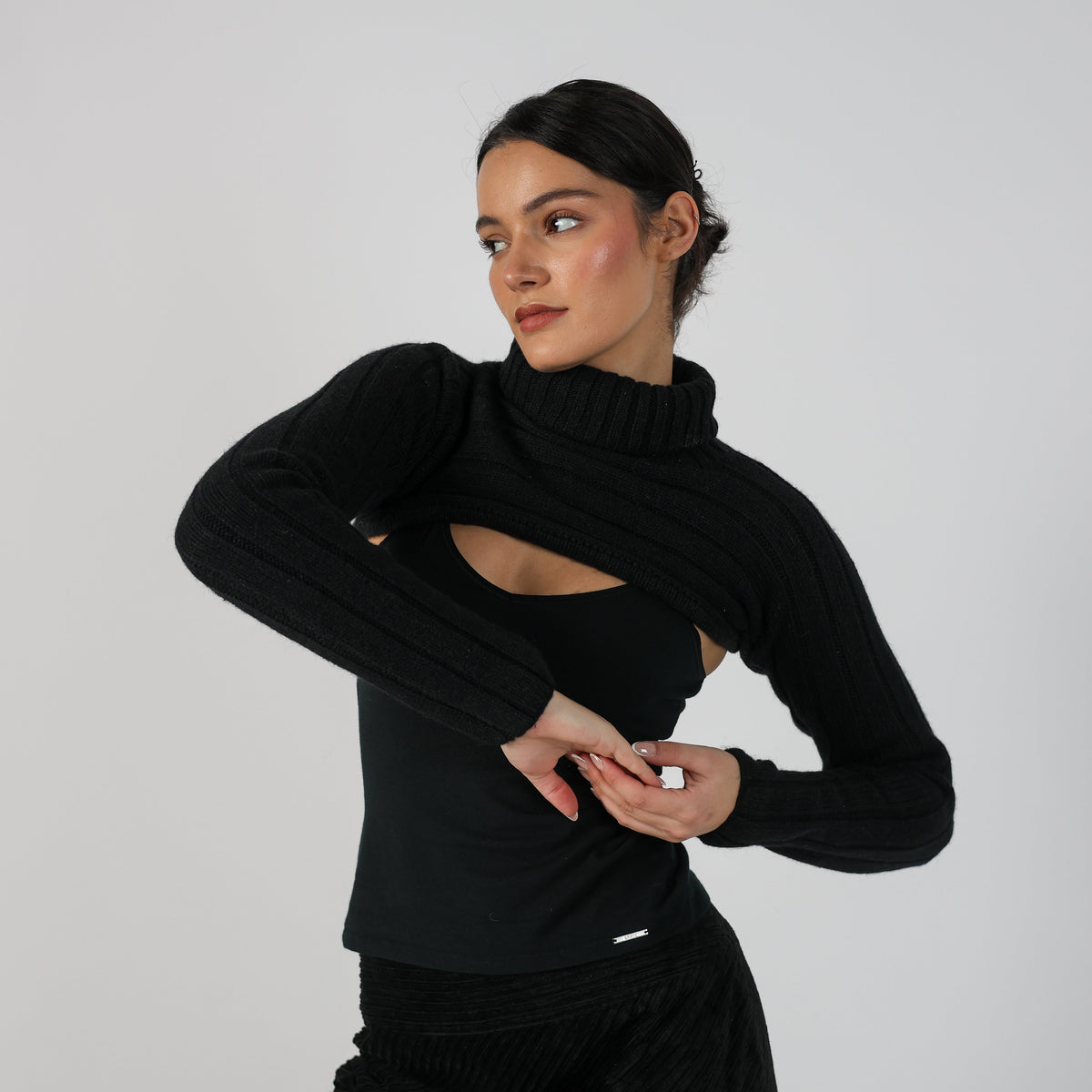 Black Y2K Knitted Top (S)