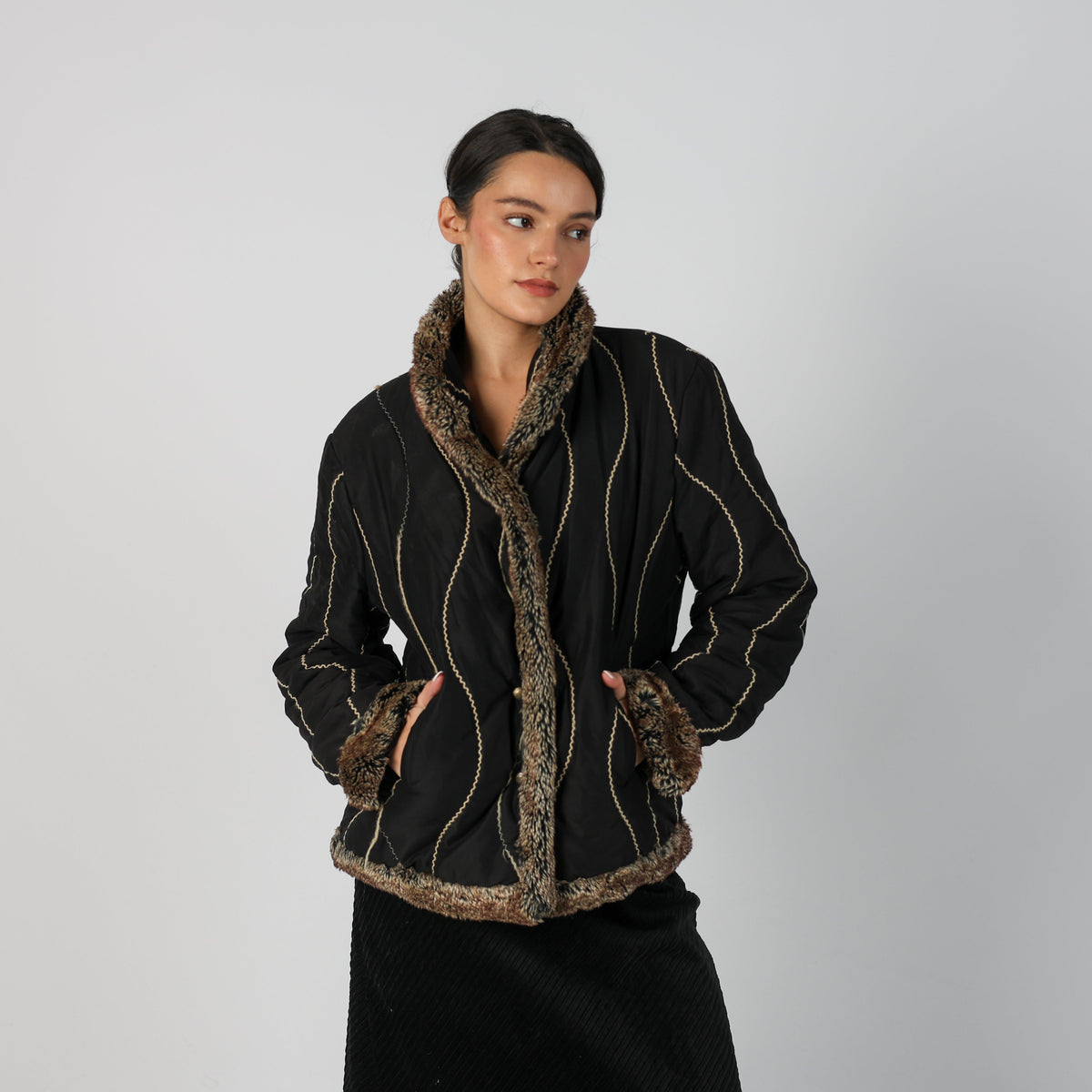 Black Y2K Afghan Coat (M)