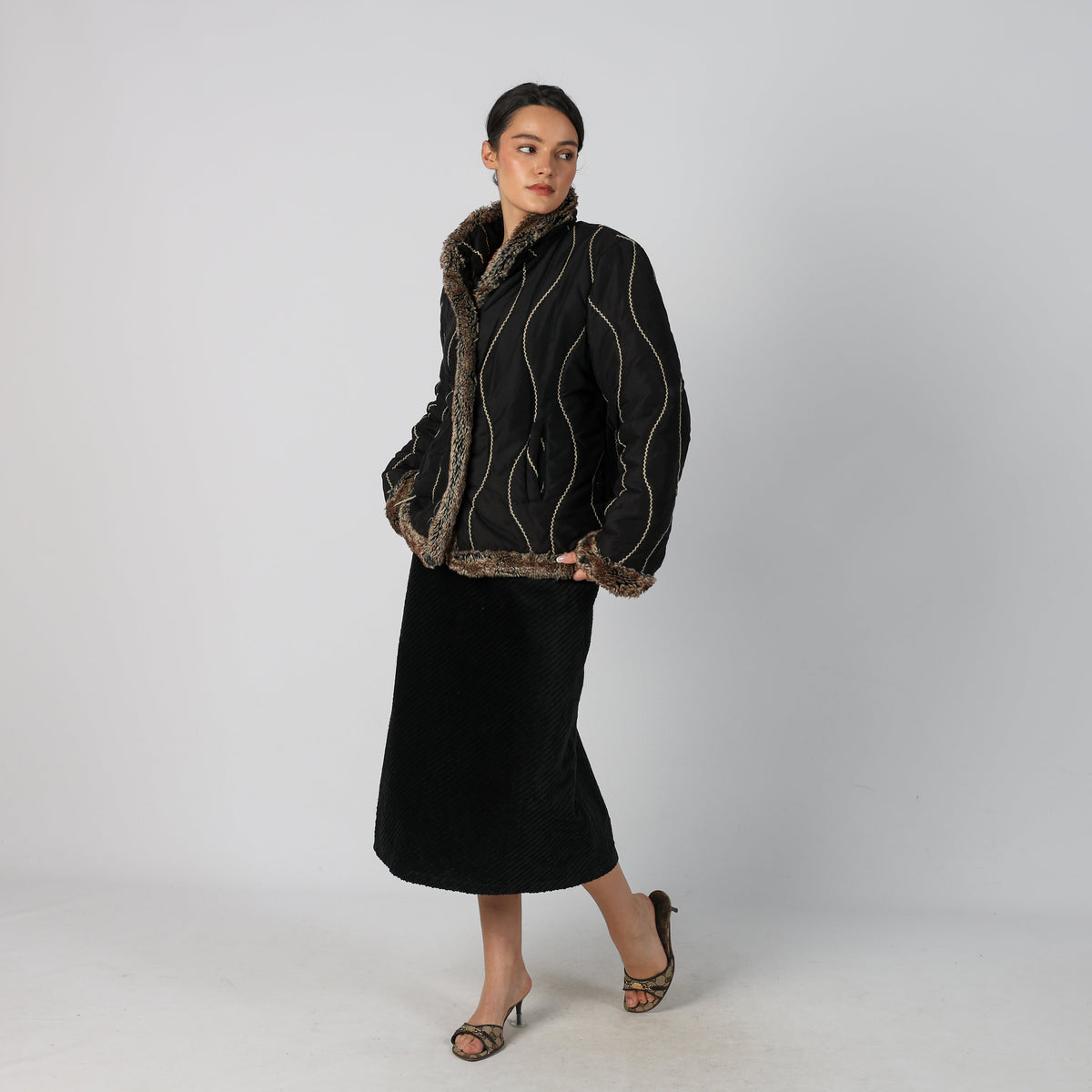 Black Y2K Afghan Coat (M)
