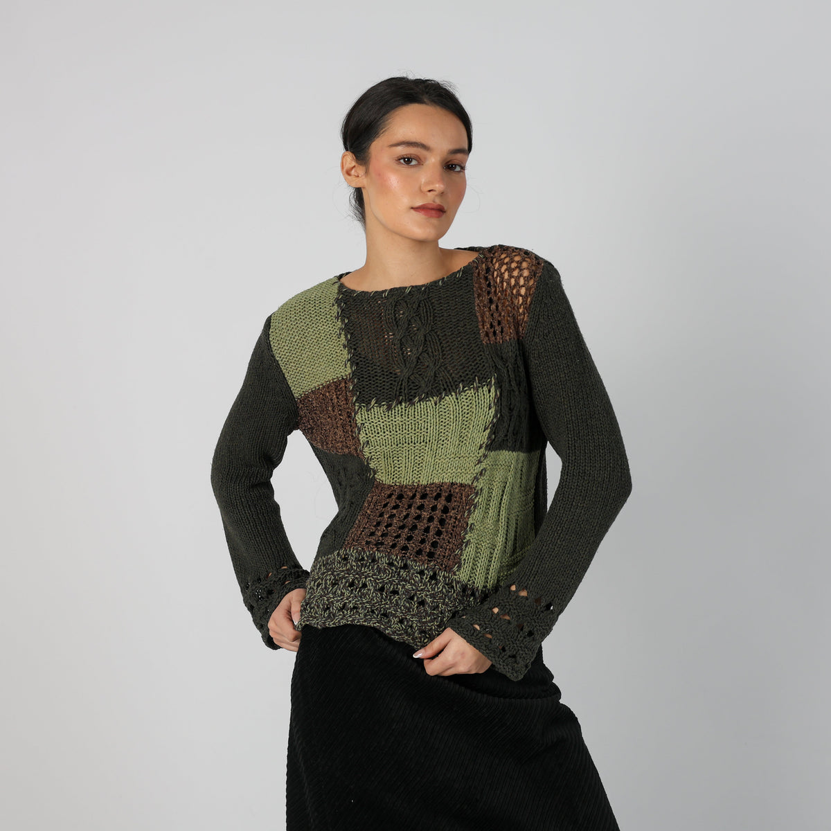 Dark Green Y2K Nara Camicie Knitted Jumper (M)