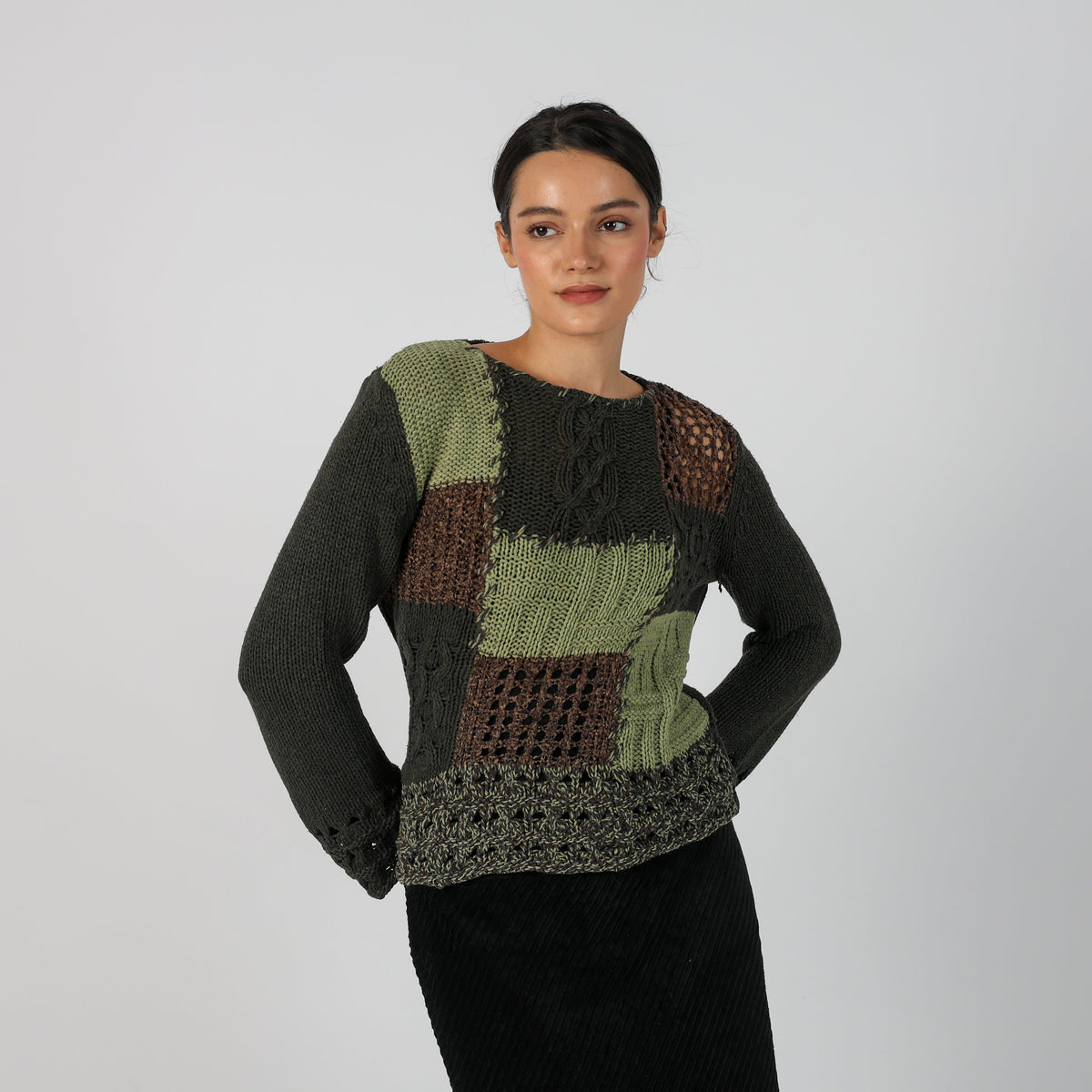 Dark Green Y2K Nara Camicie Knitted Jumper (M)