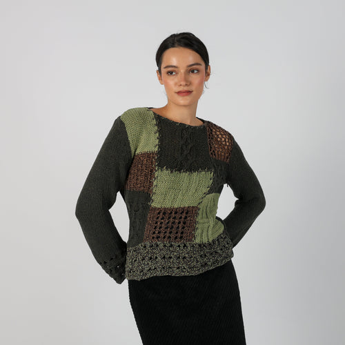 Dark Green Y2K Nara Camicie Knitted Jumper (M)