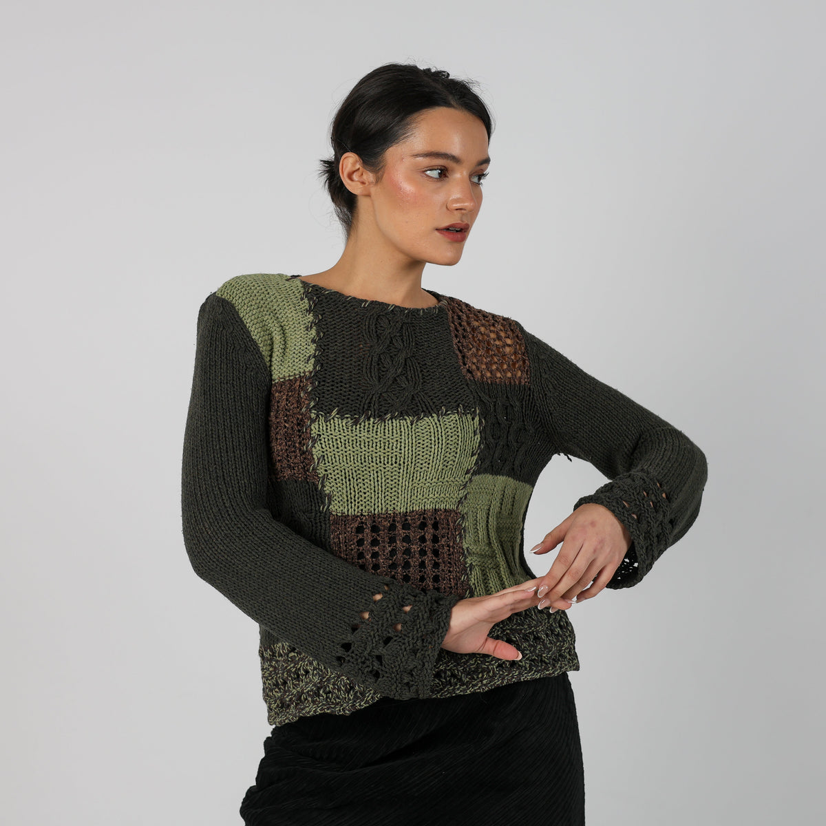 Dark Green Y2K Nara Camicie Knitted Jumper (M)