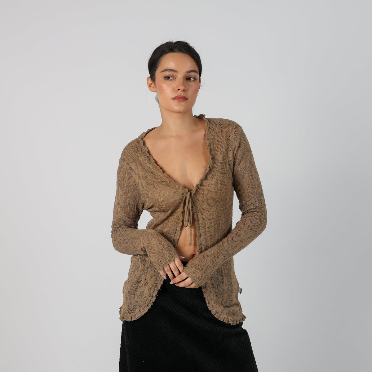 Tan Y2K Made in Italy Cardigan (M)
