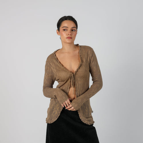 Tan Y2K Made in Italy Cardigan (M)