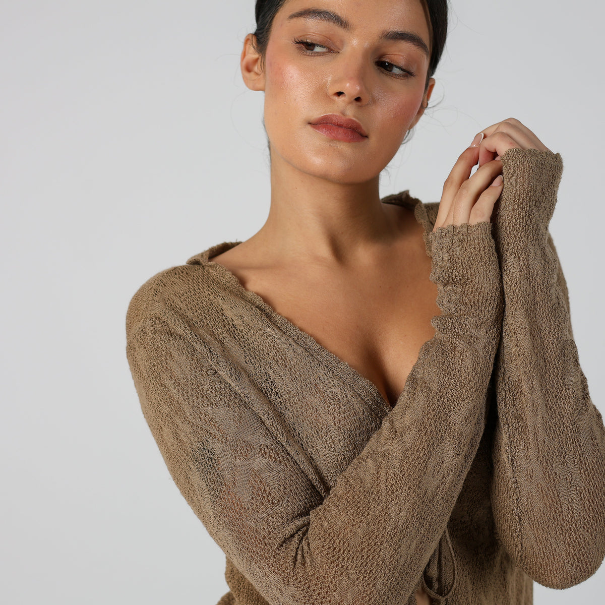 Tan Y2K Made in Italy Cardigan (M)