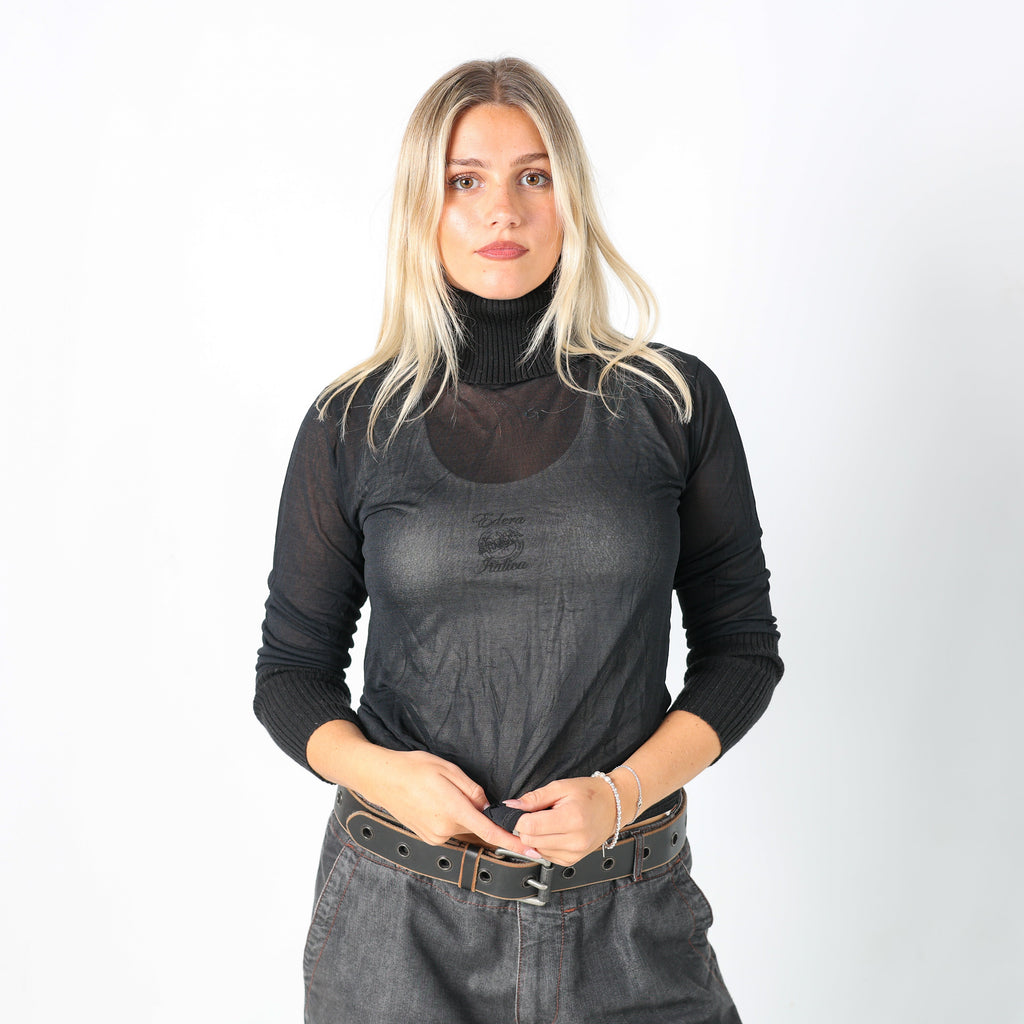 Black Y2K Mesh Top (M)