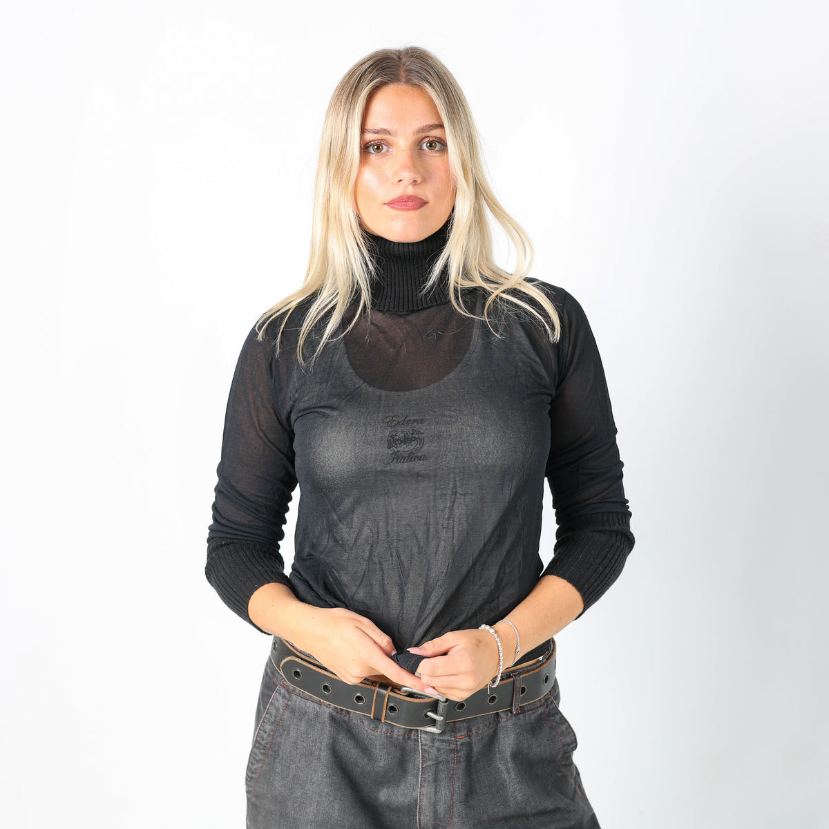 Black Y2K Mesh Top (M)