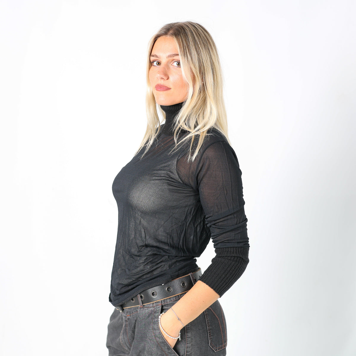 Black Y2K Mesh Top (M)