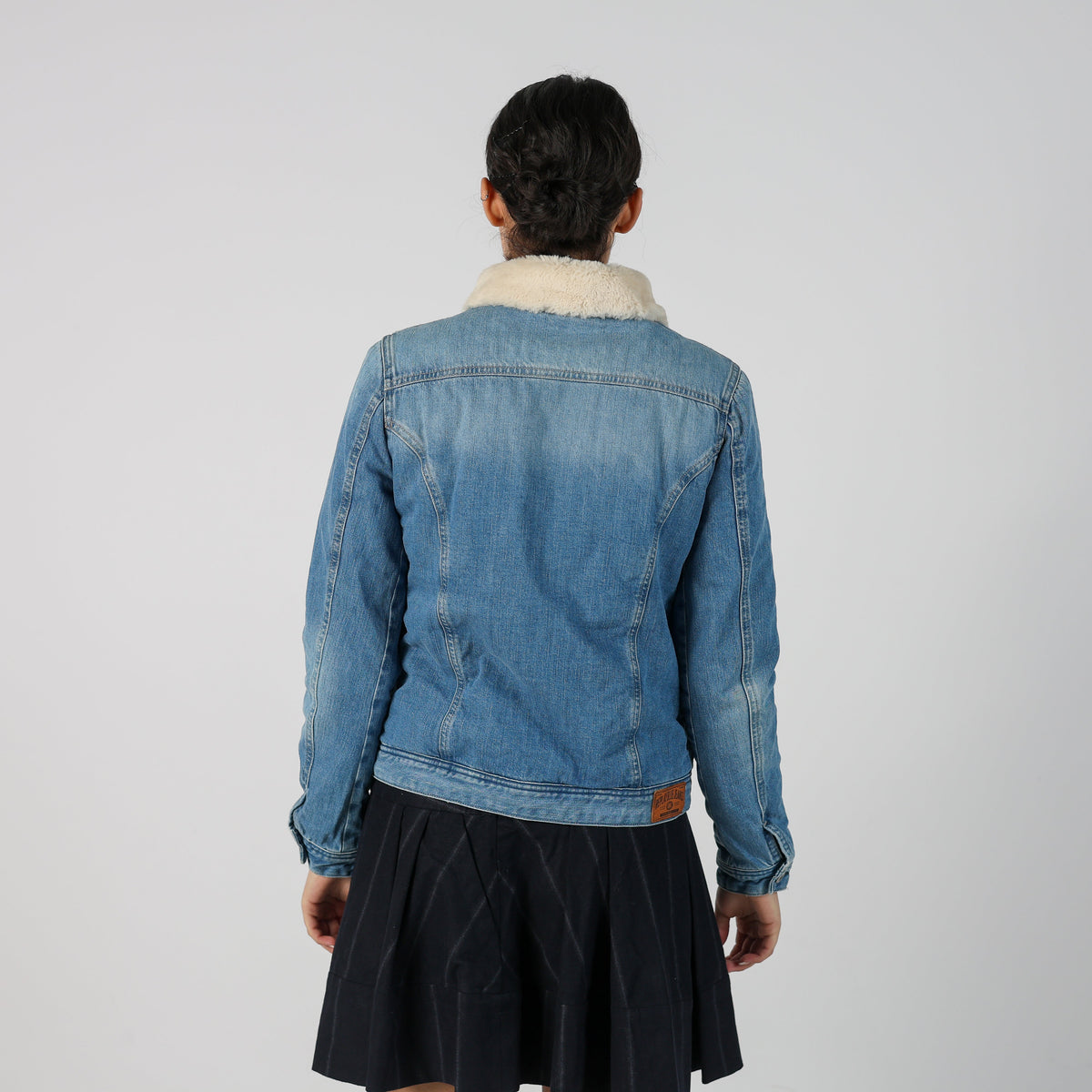 Light Blue Y2K Replay Denim Jacket Faux Fur (S)