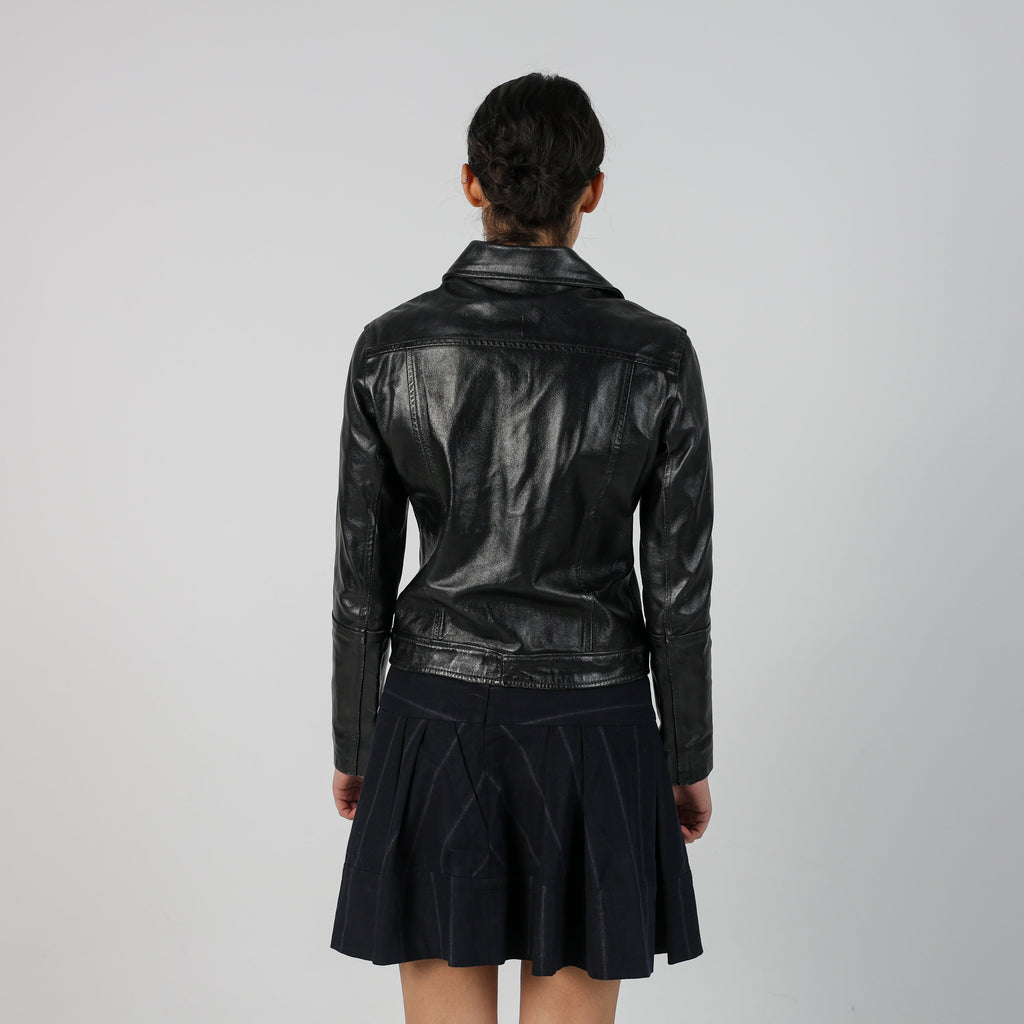 Black Y2K Leather Jacket (S)