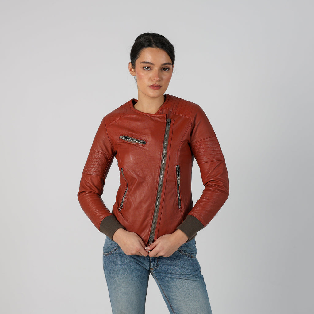 Tan Y2K Vera Pelle Leather Jacket (S)