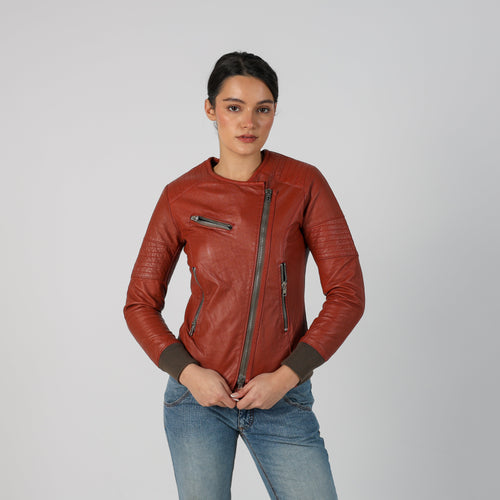 Tan Y2K Vera Pelle Leather Jacket (S)