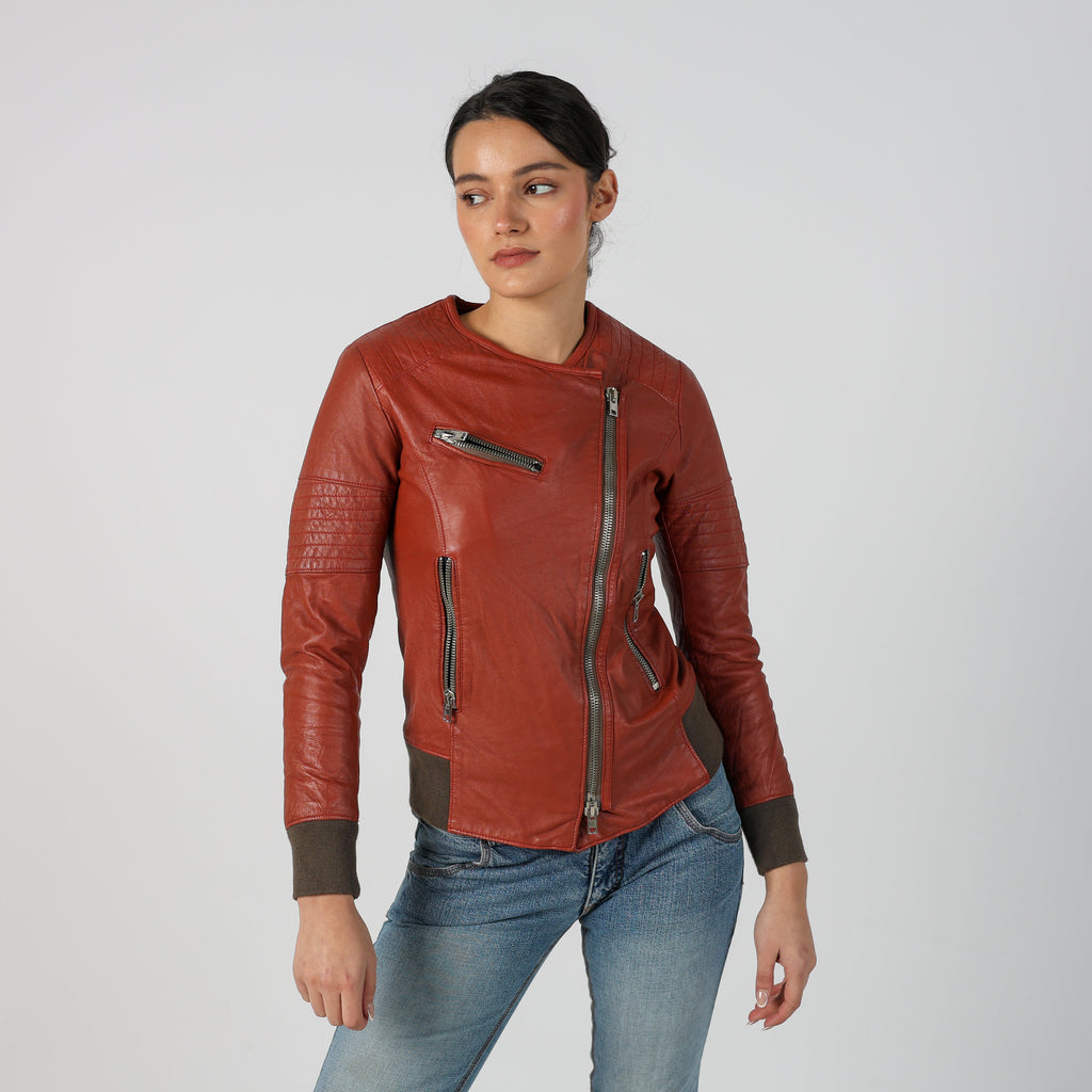 Tan Y2K Vera Pelle Leather Jacket (S)