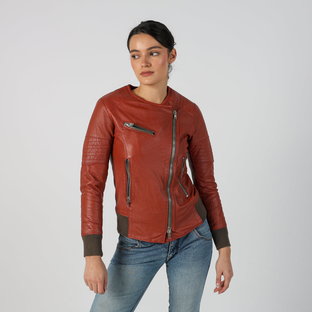 Tan Y2K Vera Pelle Leather Jacket (S)
