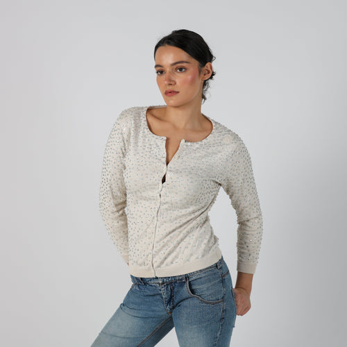 Ivory Y2K Cardigan Sequin (S)
