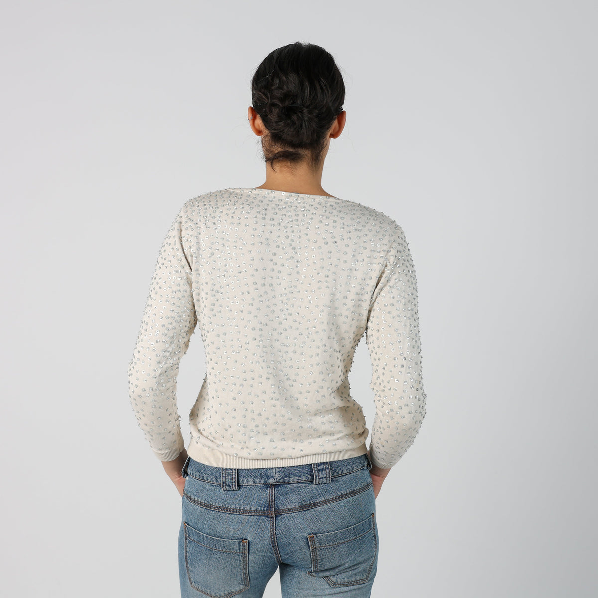Ivory Y2K Cardigan Sequin (S)