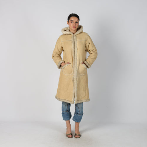 Tan 90s United Colors of Benetton Afghan Coat (S)