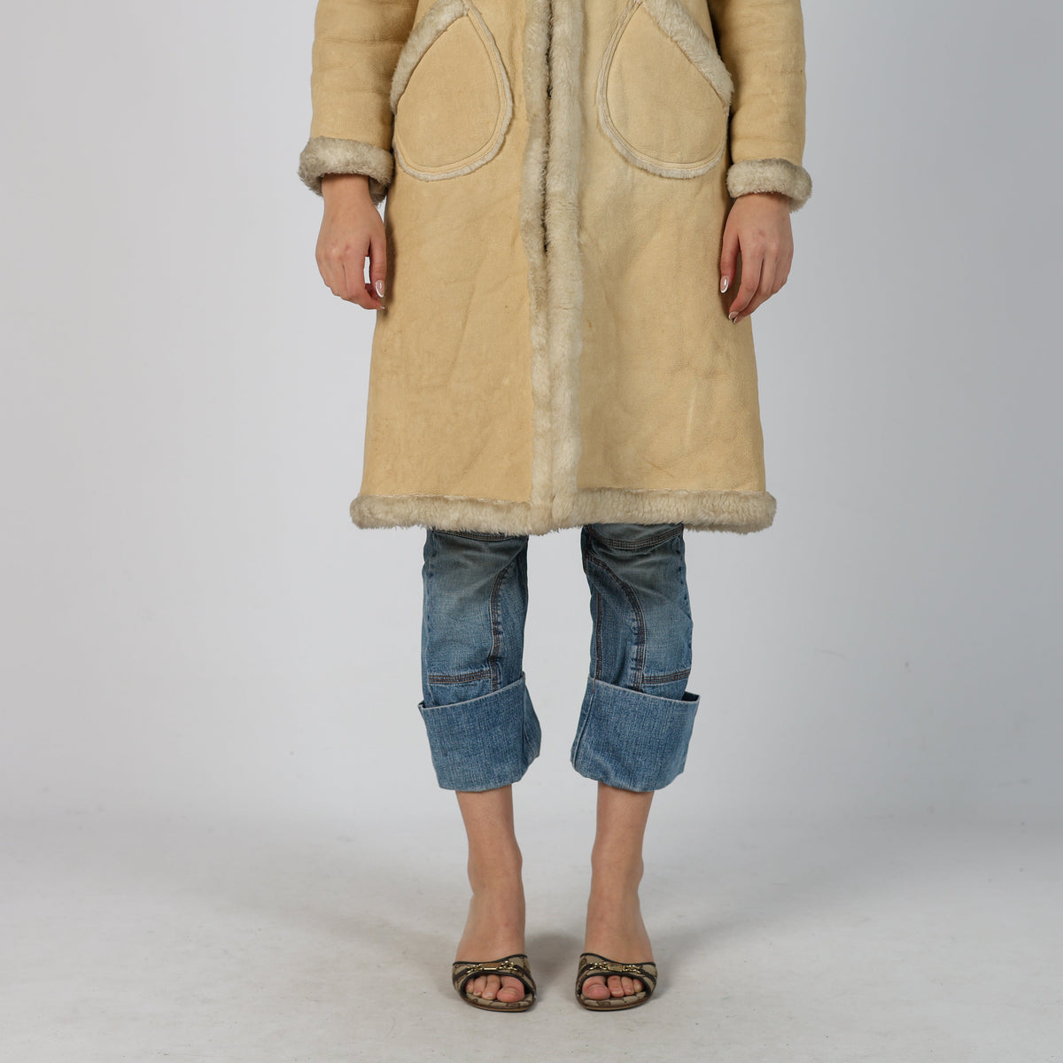 Tan 90s United Colors of Benetton Afghan Coat (S)