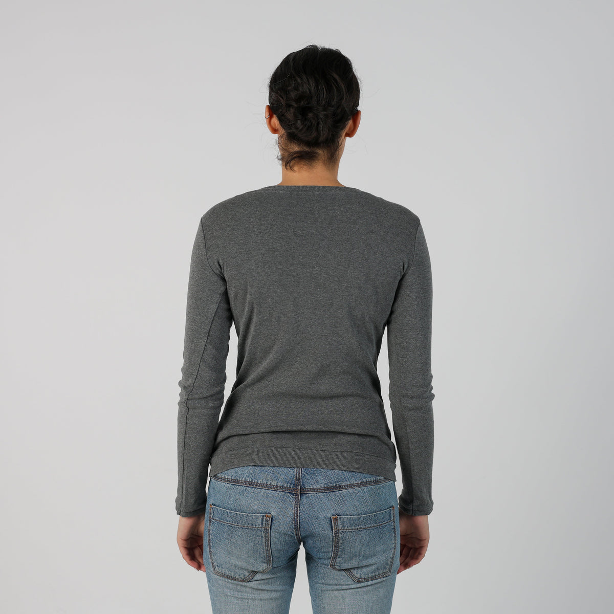 Charcoal Grey Y2K Esprit Long Sleeve Top (XS)