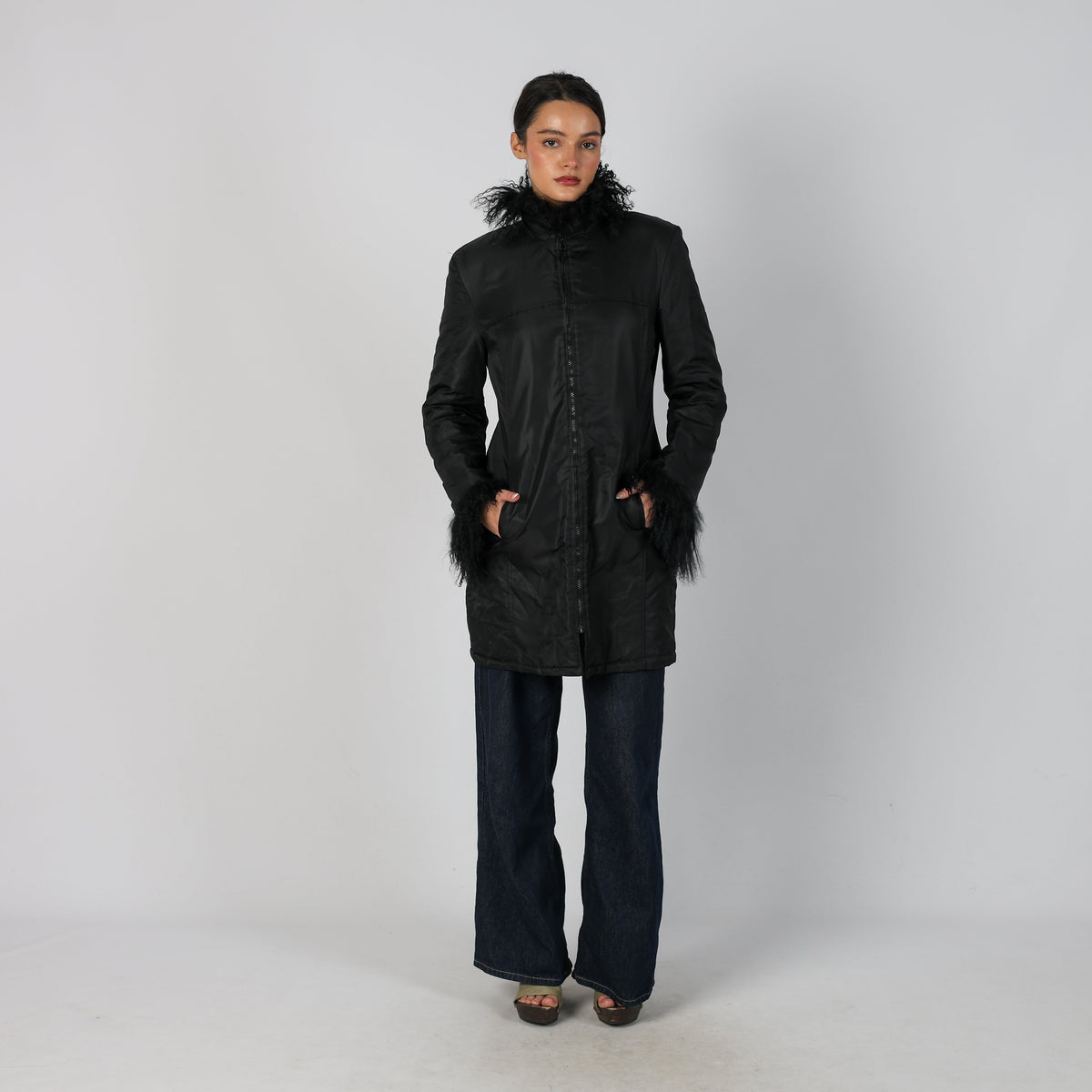 Black Y2K Long Coat (S)