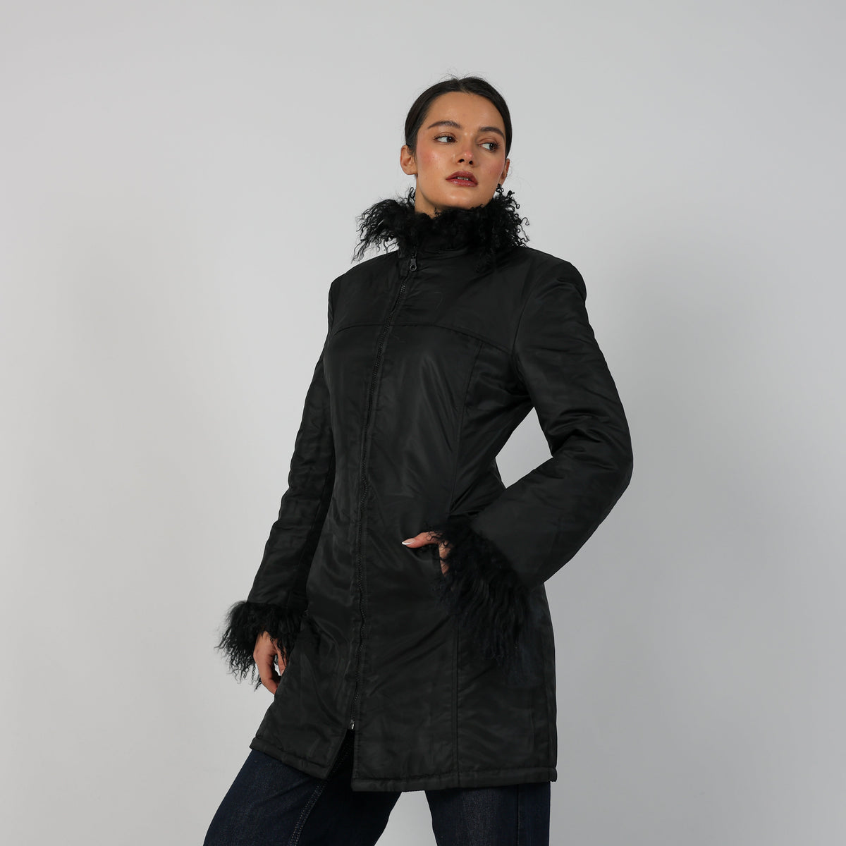 Black Y2K Long Coat (S)