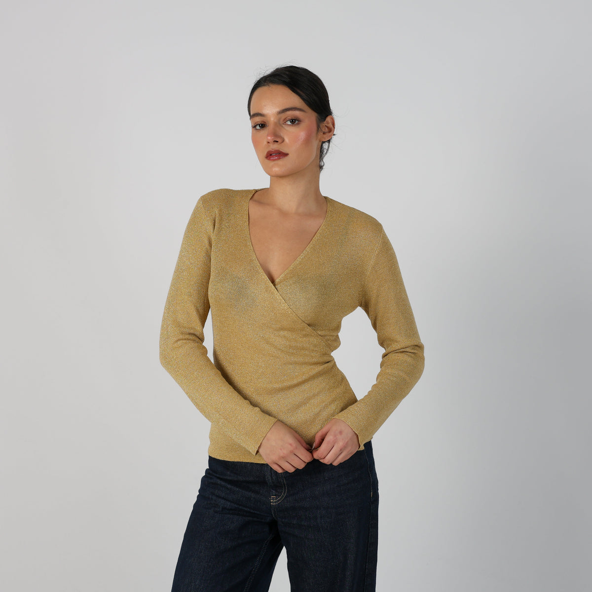 Gold Y2K Joyx Wrap Top (S)