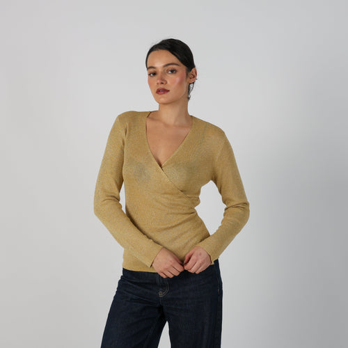 Gold Y2K Joyx Wrap Top (S)