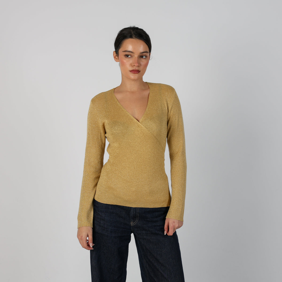 Gold Y2K Joyx Wrap Top (S)