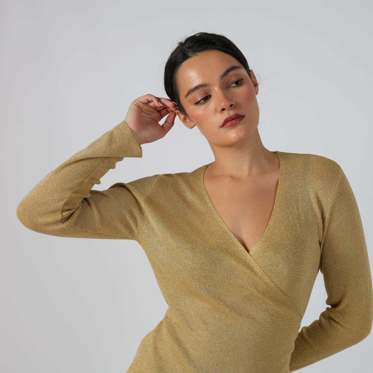 Gold Y2K Joyx Wrap Top (S)
