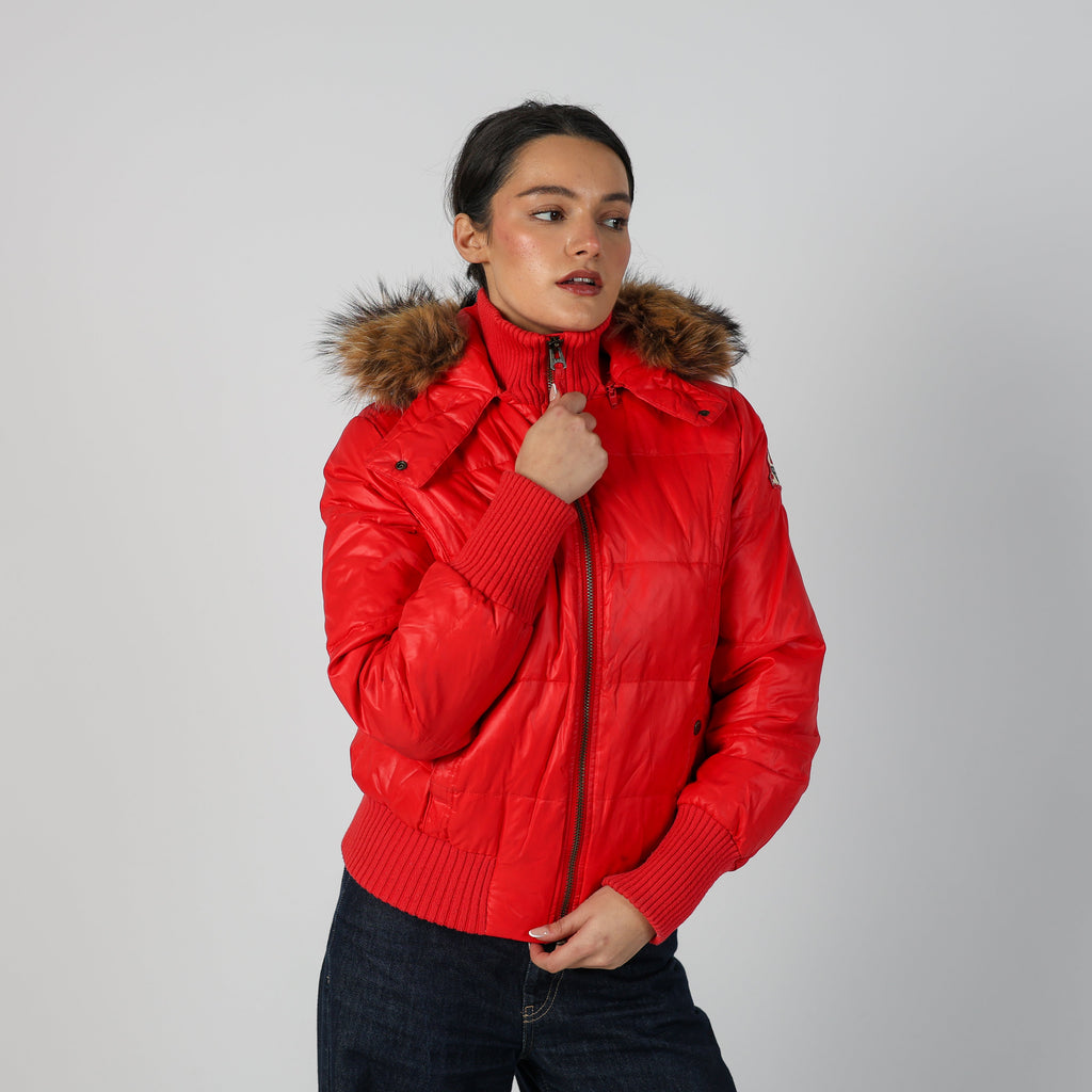 Red Y2K Lee Puffer Jacket (S)