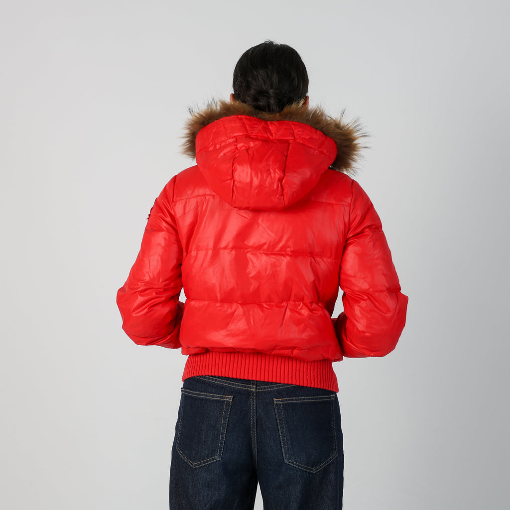 Red Y2K Lee Puffer Jacket (S)