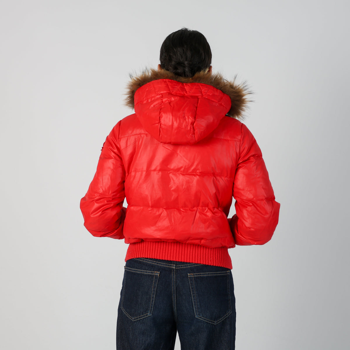 Red Y2K Lee Puffer Jacket (S)