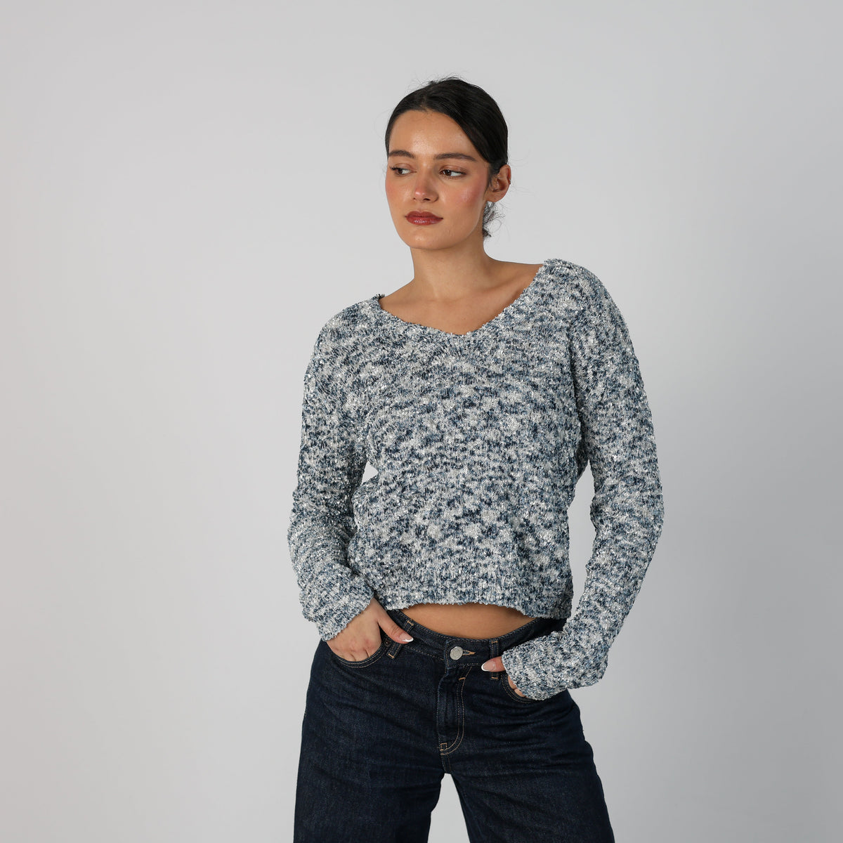 Light Blue Y2K Knitted Jumper (M)