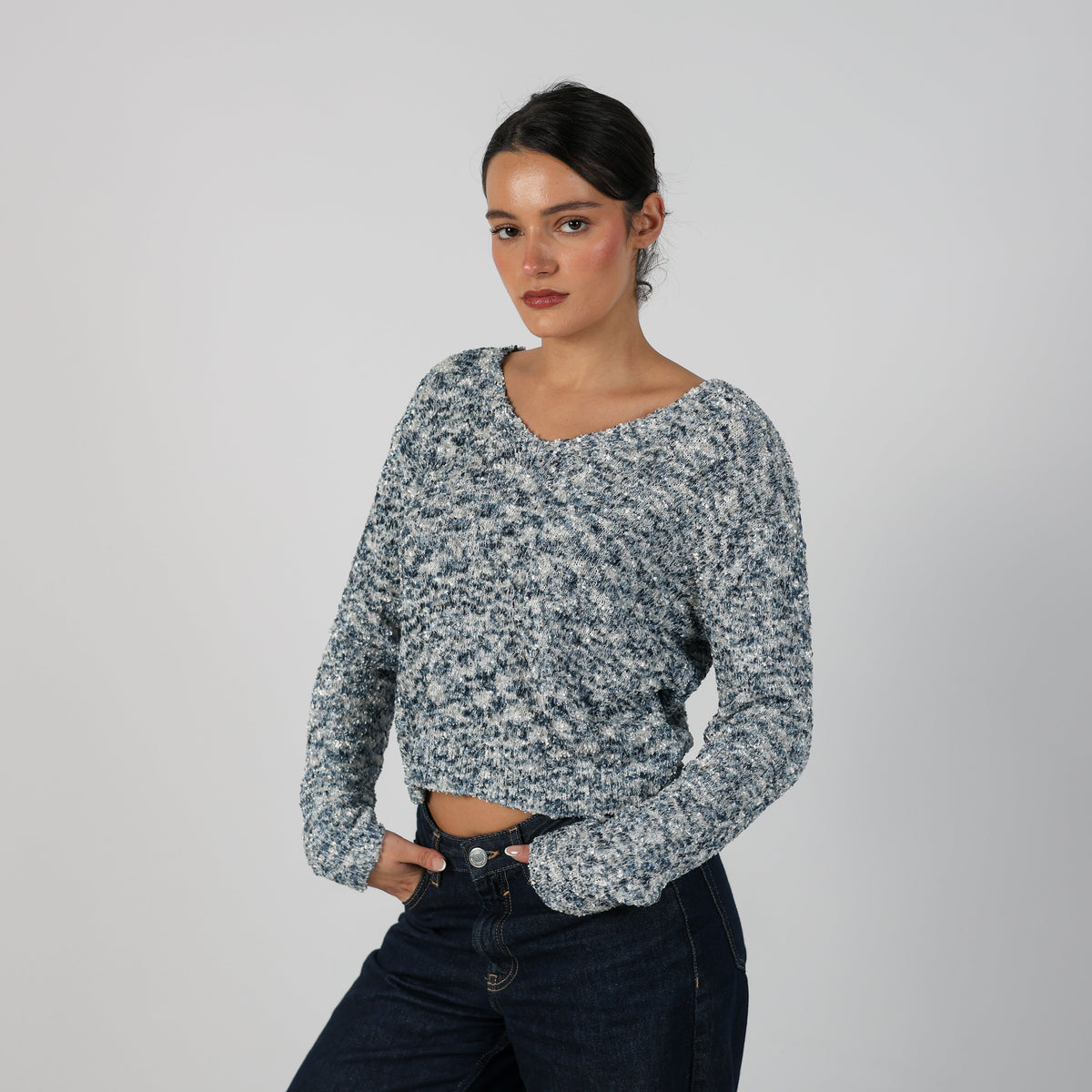 Light Blue Y2K Knitted Jumper (M)