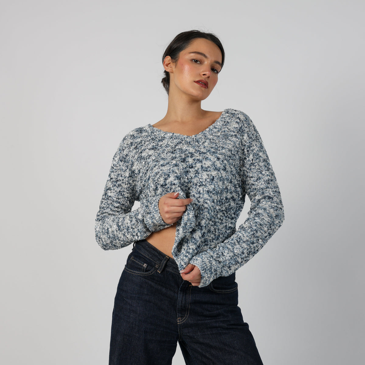 Light Blue Y2K Knitted Jumper (M)